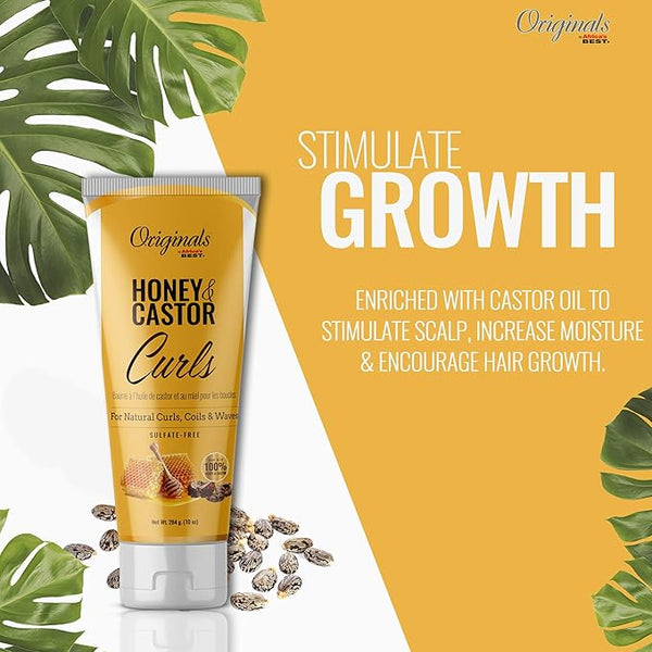 Africas Best Originals Honey And Castor Curls Cream 284g - Afro Hair Boutique