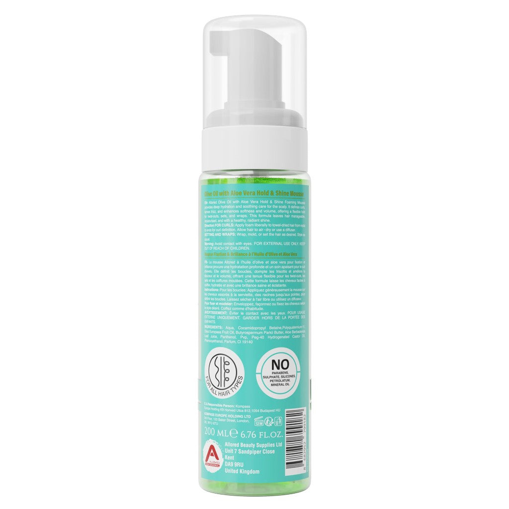 Allored Beauty  Olive Oil With Aloe Vera Hold And Shine Foaming Mousse