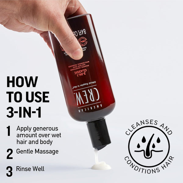 American Crew 3 In 1 Classic Men Shampoo Conditioner And Body Wash 250ml / 450ml - Afro Hair Boutique