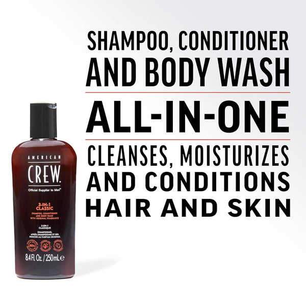 American Crew 3 In 1 Classic Men Shampoo Conditioner And Body Wash 250ml / 450ml - Afro Hair Boutique