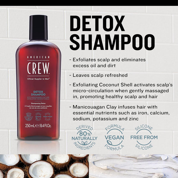 American Crew Hair & Scalp Detox Shampoo For Men Shampoo 250ml / 1000ml - Afro Hair Boutique