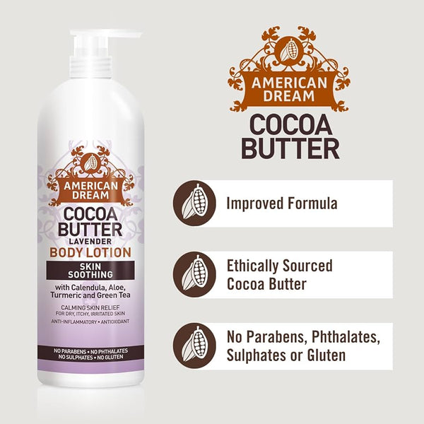 American Dream Cocoa Butter Body Lotion Lavender 473ml - Afro Hair Boutique