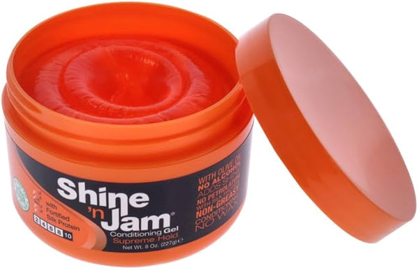 Ampro Shine N Jam Supreme Hold Conditioning Gel Supreme Hold w Silk Protein 227g - Afro Hair Boutique