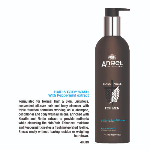 Angel En Provence Black Angel For Men Hair And Body Wash 400ml - Afro Hair Boutique