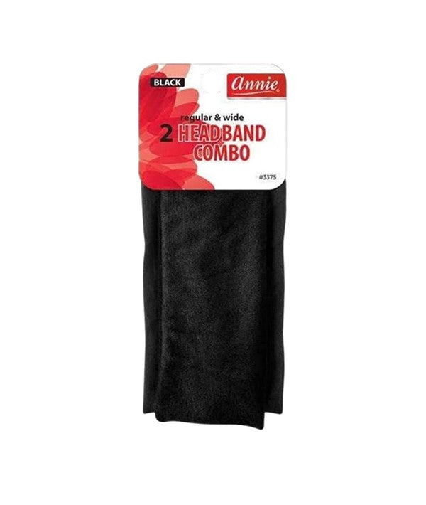 Annie  - Regular And Wide 2 Black Headband Combo 3375