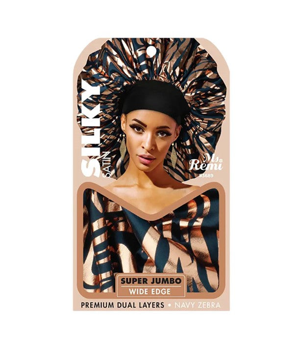 Annie Ms Remi - Glit Silky Satin Bonnet Super Jumbo Navy Zebra 3689