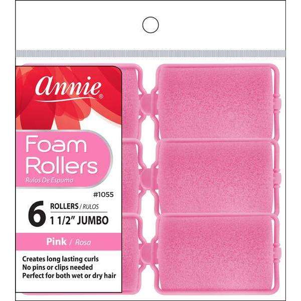 Annie Foam Jumbo Rollers 6 Count Pink 1055