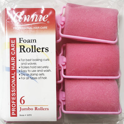 Annie Foam Jumbo Rollers 6 Count Pink 1055