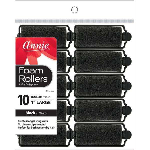 Annie Foam Rollers Black Large 10 Count 1063 - Afro Hair Boutique