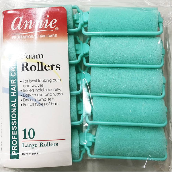 Annie Foam Rollers Large 10 Count Green 1053