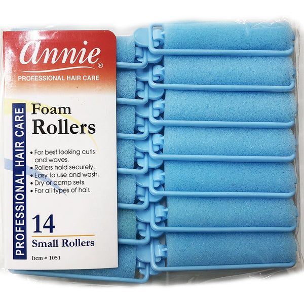 Annie Foam Hair Rollers Small 14 Count Light Blue 1051 - Afro Hair Boutique