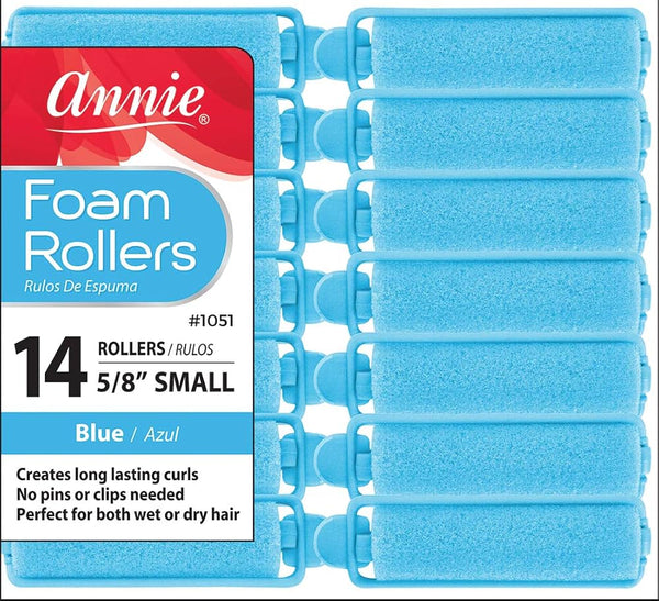 Annie Foam Hair Rollers Small 14 Count Light Blue 1051 - Afro Hair Boutique