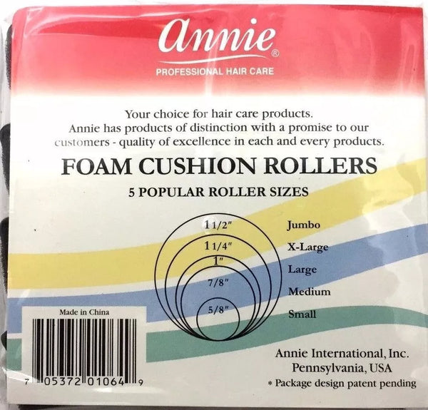 Annie Foam Rollers X-Large 8 Count Black 1064 - Afro Hair Boutique