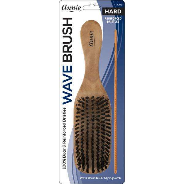 Annie Hard Wood Wave Boar Bristle Brush With 8.5 Styling Comb 2116 - Afro Hair Boutique
