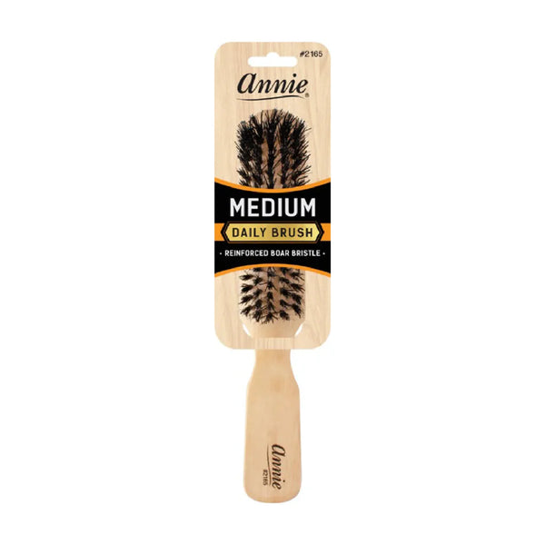 Annie Natural Boar Bristle Medium Wooden Brush 5 Row 2165 - Afro Hair Boutique