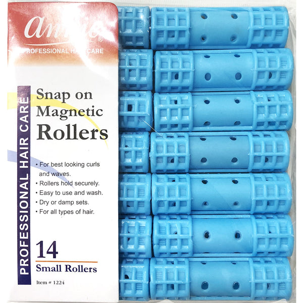 Annie Snap-On Magnetic Rollers Size Small 14 Count Blue 1224
