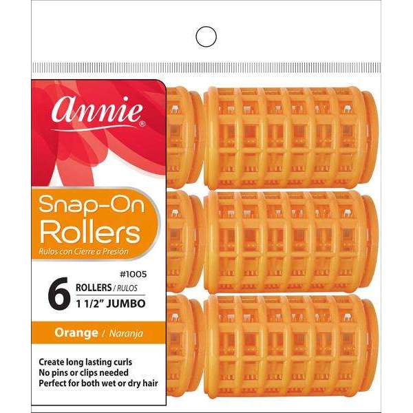 Annie Snap-On Rollers Size Jumbo 6 Count Orange 1005