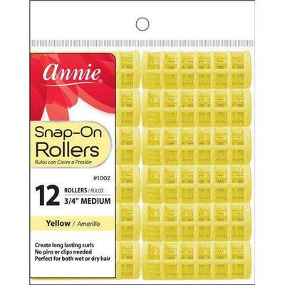 Annie Snap On Rollers Size Medium 12 Count Yellow 1002
