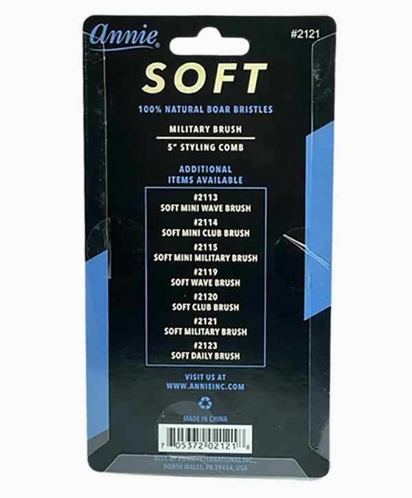 Annie Soft Wood Military Boar Bristle Brush With 5