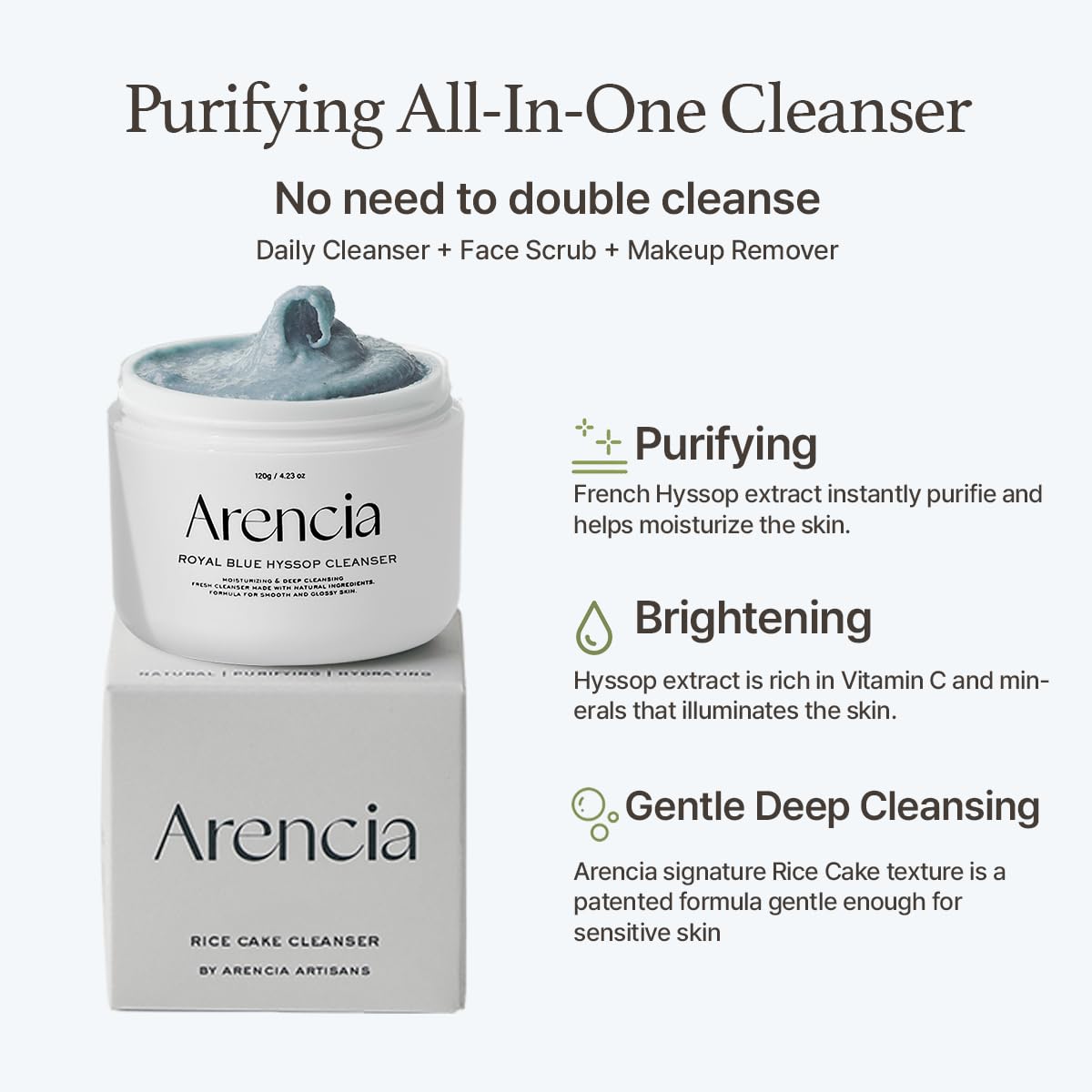 Arencia  Fresh Blue Hyssop Rice Mochi Cleanser