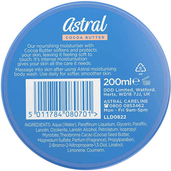 Astral Face And Body Intensive Moisturiser With Cocoa Butter 200ml - Afro Hair Boutique