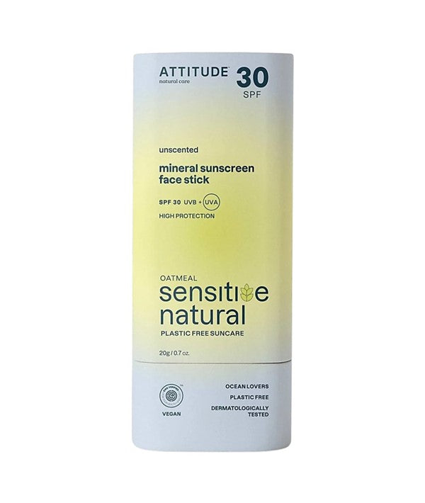 Attitude  Sensitive Natural Unscented Mineral Sunscreen Face Stick SPF30