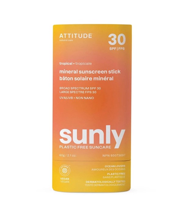 Attitude  Sunly Tropical Mineral Sunscreen Stick SPF30