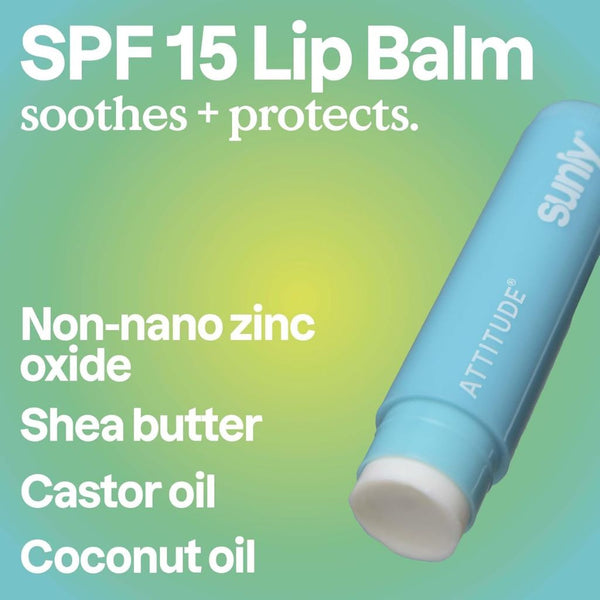 Attitude  Sunly Unscented Medium Protection Lip Balm SPF15