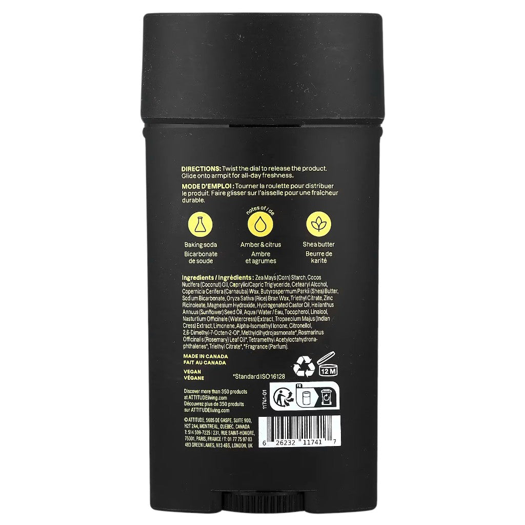 Attitude  Super Leaves Men Amber And Citrus Deodorant Stick