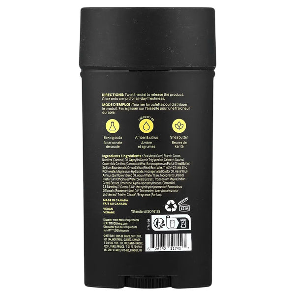 Attitude  Super Leaves Men Amber And Citrus Deodorant Stick