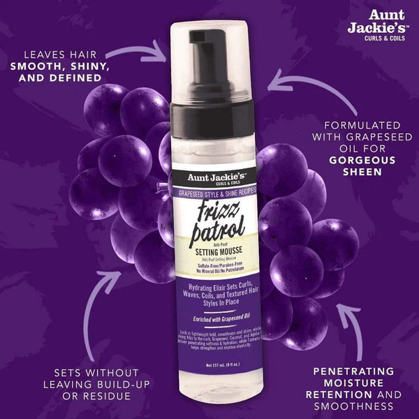 Aunt Jackie's FRIZZ PATROL Anti-Poof Twist & Curl Setting Mousse 244ml - Afro Hair Boutique