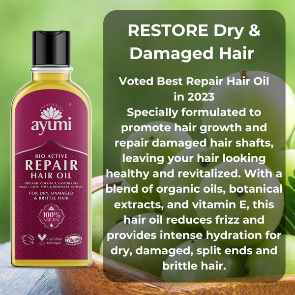 Ayumi Bio Active Repair Hair Oil Rejuvenates Dry Hair Promotes Hair Growth 150ml
