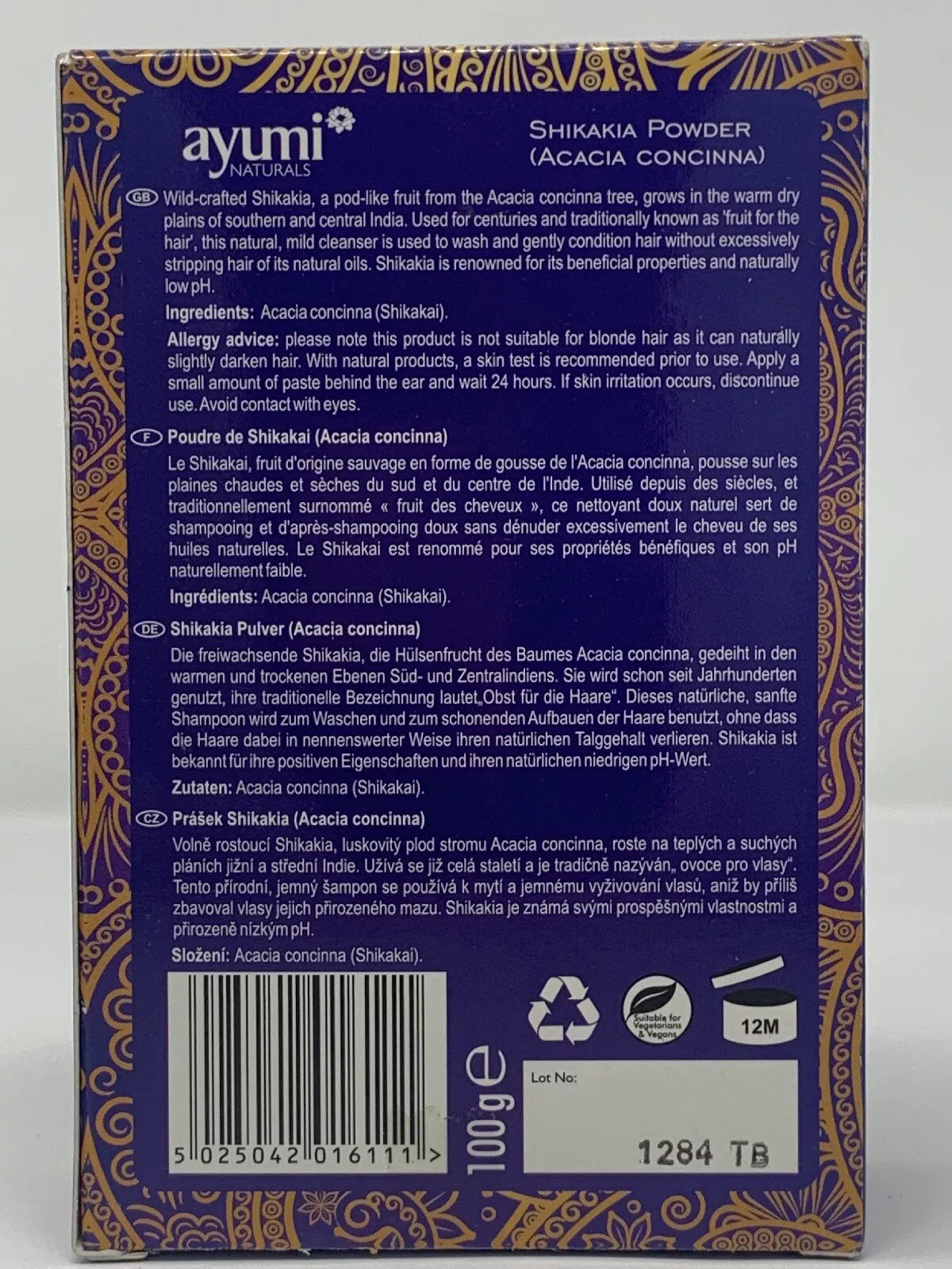 Ayumi Natural Shikakai Powder Traditional Indian Herbs for Skin Hair Beauty 100g