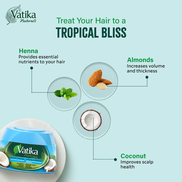 Dabur Vatika Naturals Coconut Henna And Almond Styling Hair Cream 210ml - Afro Hair Boutique
