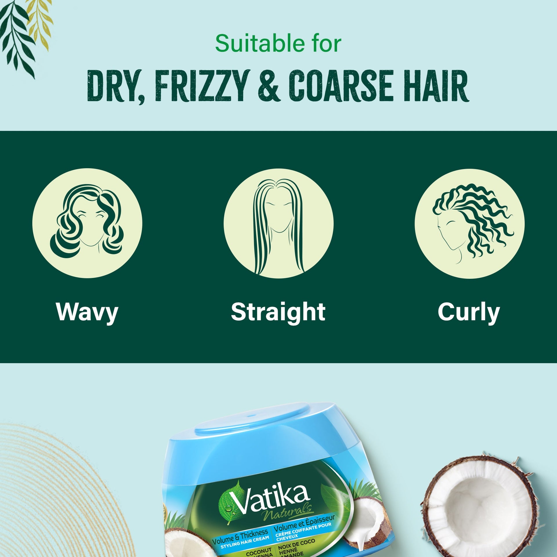 Dabur Vatika Naturals Coconut Henna And Almond Styling Hair Cream 210ml