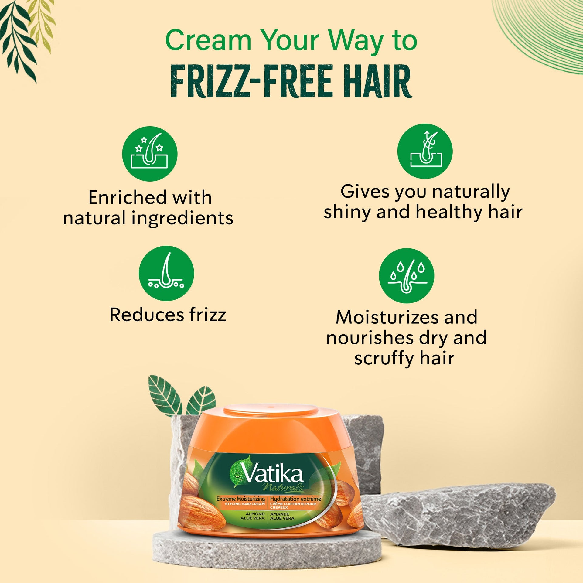 Dabur Vatika Naturals Almond And Aloe Vera Styling Hair Cream 210ml