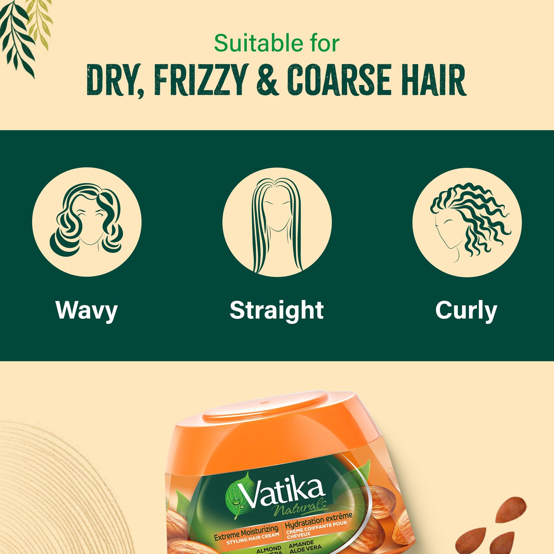Dabur Vatika Naturals Almond And Aloe Vera Styling Hair Cream 210ml