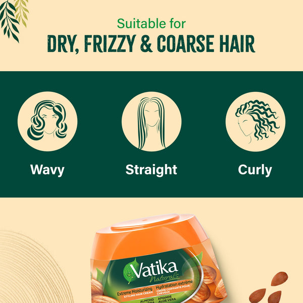 Dabur Vatika Naturals Almond And Aloe Vera Styling Hair Cream 210ml - Afro Hair Boutique