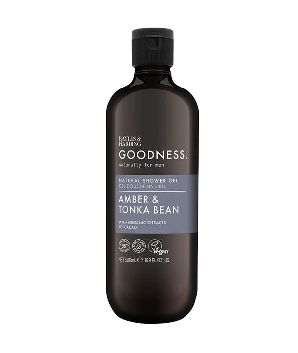 Baylis And Harding  Goodness Men Amber And Tonka Bean Natural Shower Gel