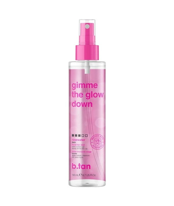 B Tan  Gimme The Glow Down Rosewater Facial Tan Mist
