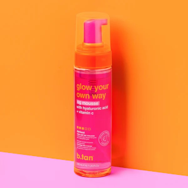 B Tan  Glow Your Own Way Darkest Clear Self Tan Mousse