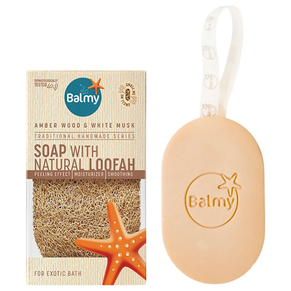 Balmy Naturel Amber Woods And White Musk Soap With Natural Loofah - Afro Hair Boutique