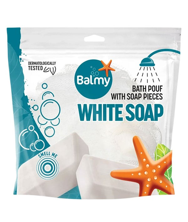Balmy Naturel  Bath Pouf With White Soap Pieces