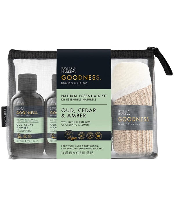 Baylis And Harding  Goodness Oud Cedar And Amber Natural Essentials Kit