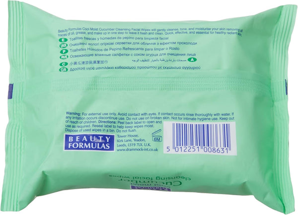 Beauty Formulas  Cool Moist Cucumber Cleansing Facial Wipes