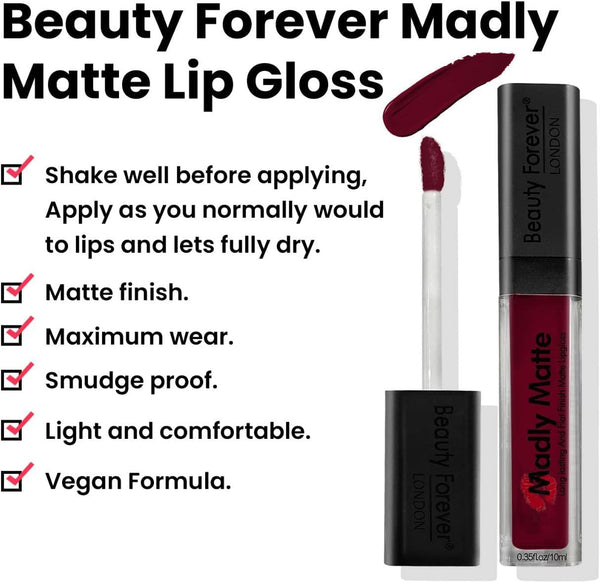 Beauty Forever Long Lasting And Flat Finish Matte Lipgloss - Afro Hair Boutique