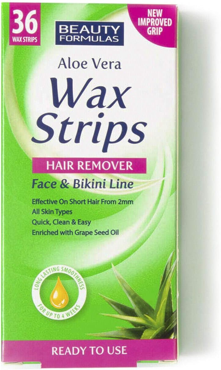 Beauty Formulas Aloe Vera Hair Remover Wax Strips Face And Bikini 36 Wax Strips