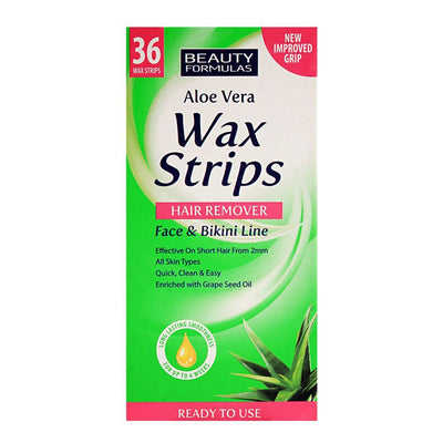 Beauty Formulas Aloe Vera Hair Remover Wax Strips Face And Bikini 36 Wax Strips