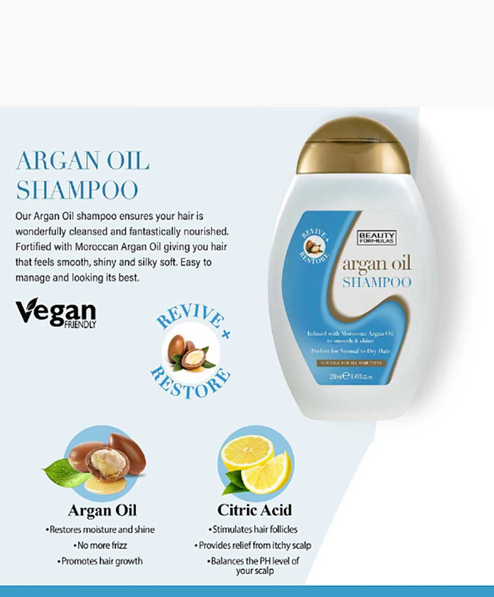 Beauty Formulas Argan Oil Shampoo 250ml