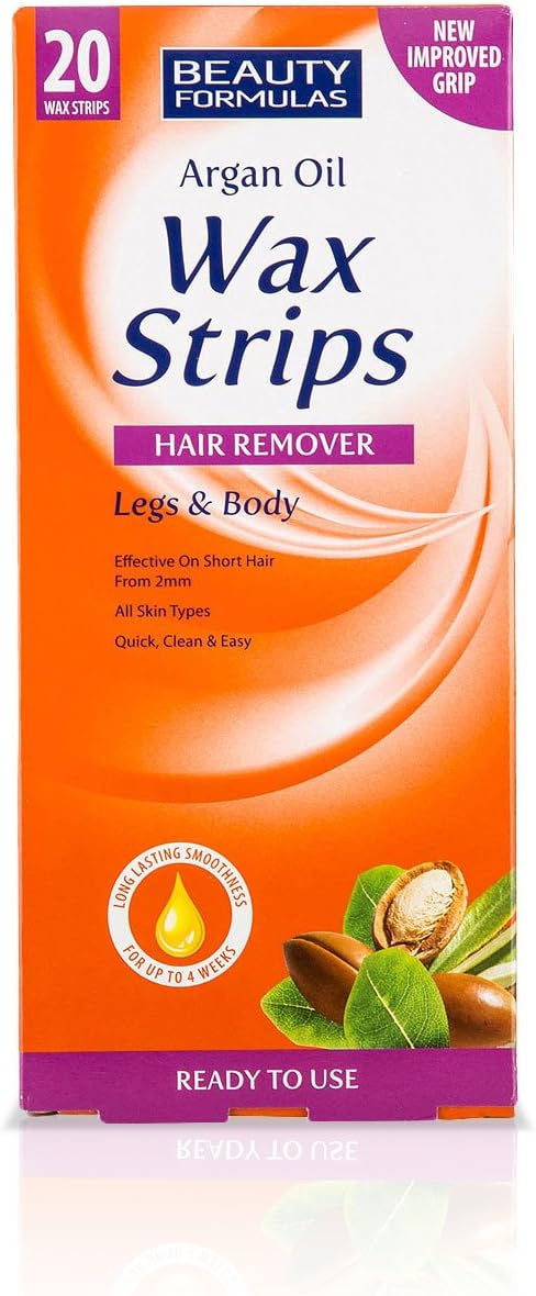 Beauty Formulas Argan Oil Wax Strips Hair Remover For Legs & Body 20 Wax Strips - Afro Hair Boutique